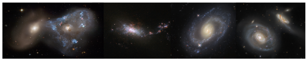 Mosaic of nearby galaxies as seen by the Hubble Space Telescope